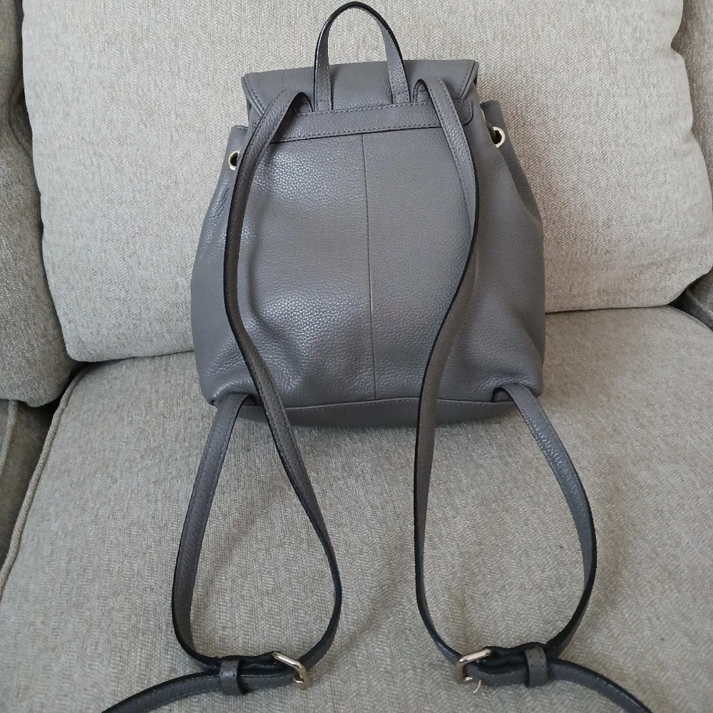 Kate Spade gray pebbled leather backpack